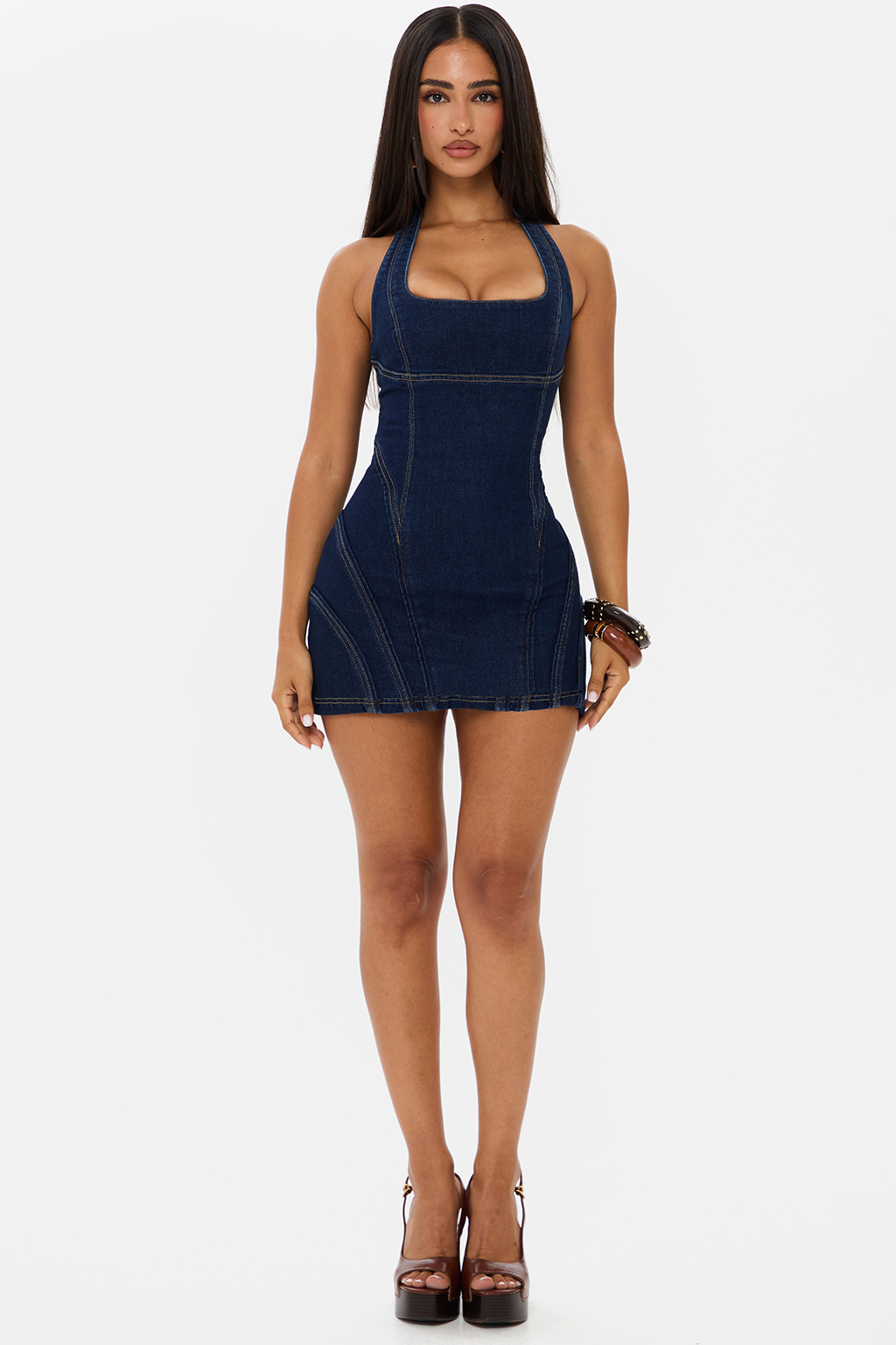Denim Halter mini dress
