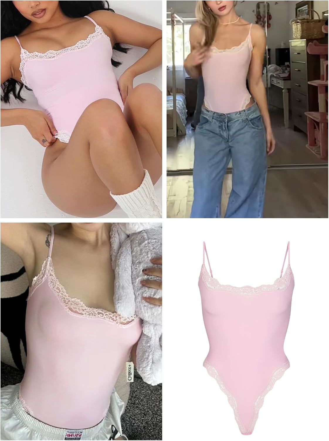 Starrylion lace square-neck bodysuit