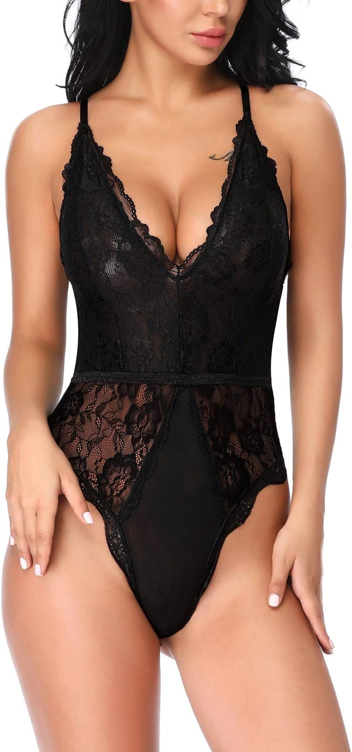 EVELIFE lace one-piece teddy