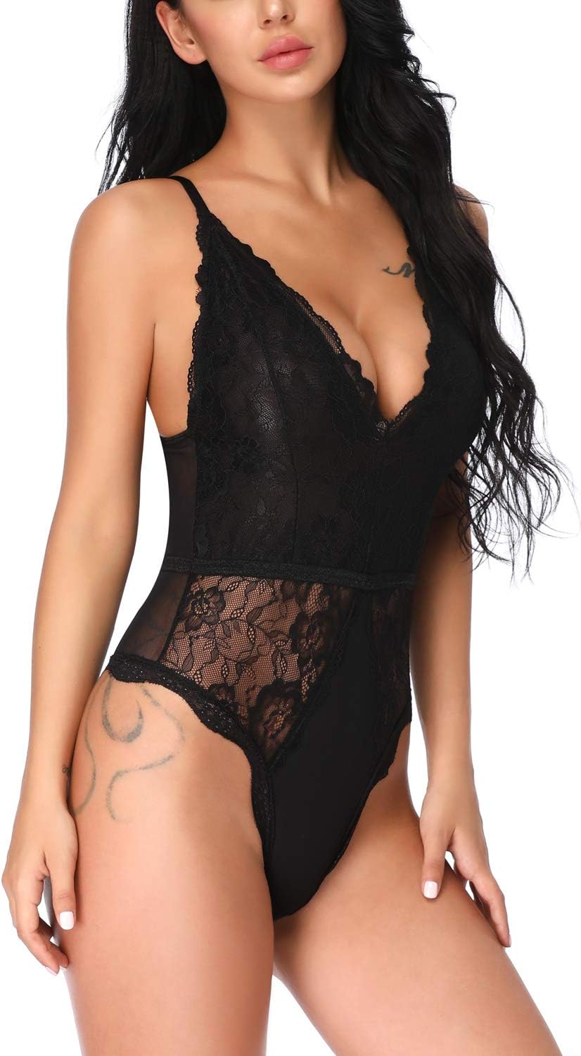 EVELIFE lace one-piece teddy