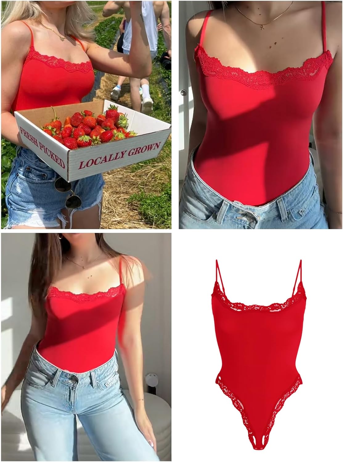 Starrylion lace square-neck bodysuit
