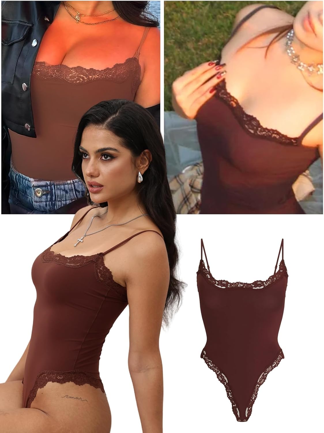 Starrylion lace square-neck bodysuit