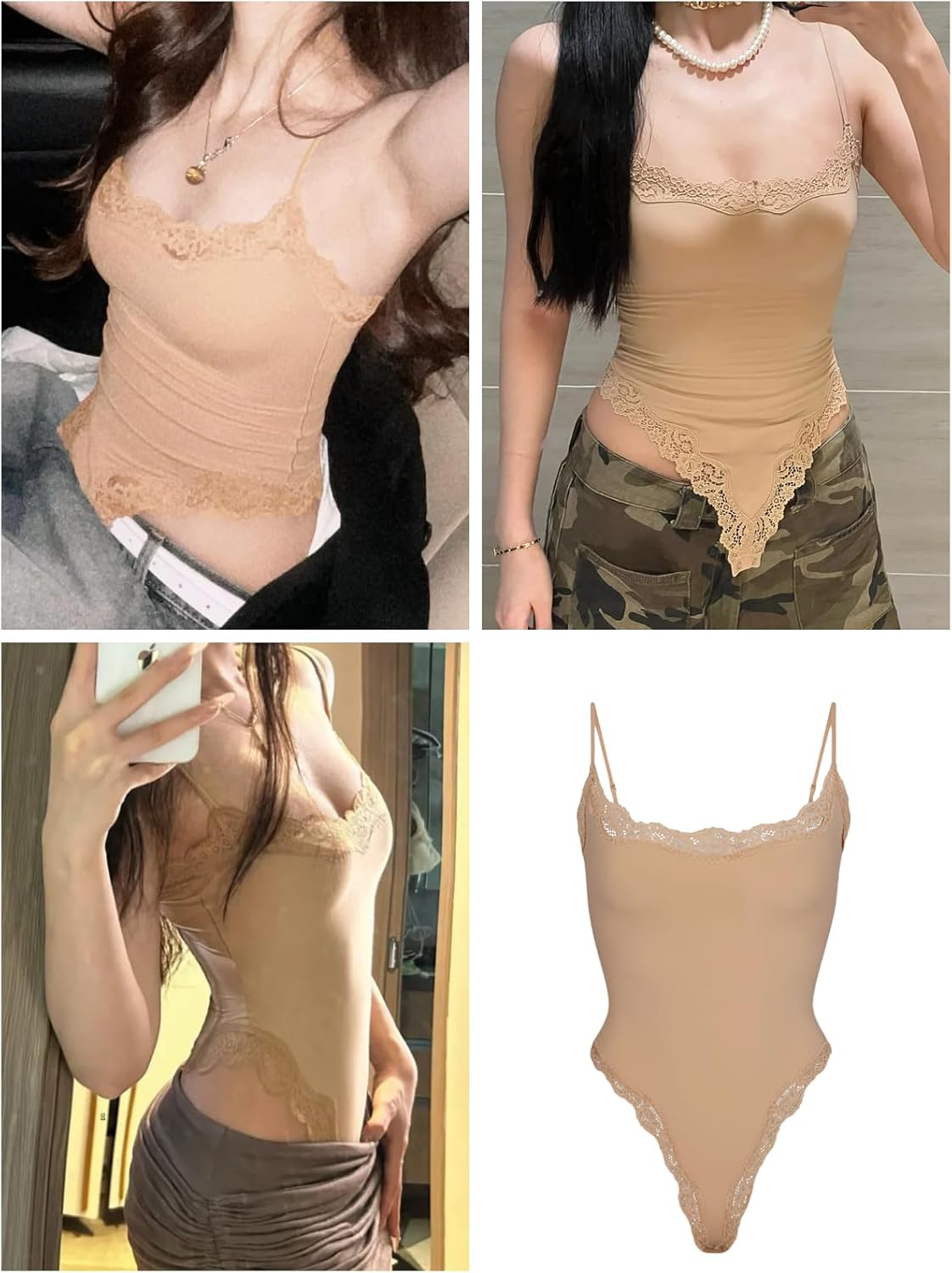 Starrylion lace square-neck bodysuit