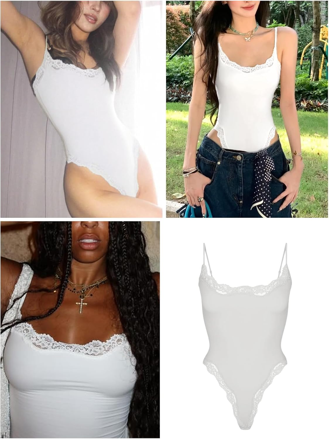 Starrylion lace square-neck bodysuit