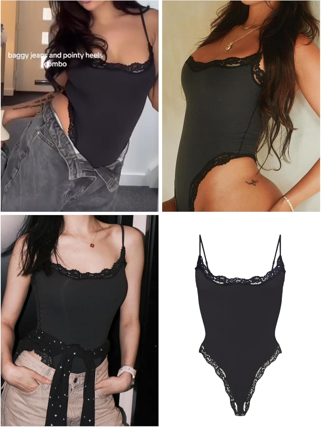 Starrylion lace square-neck bodysuit