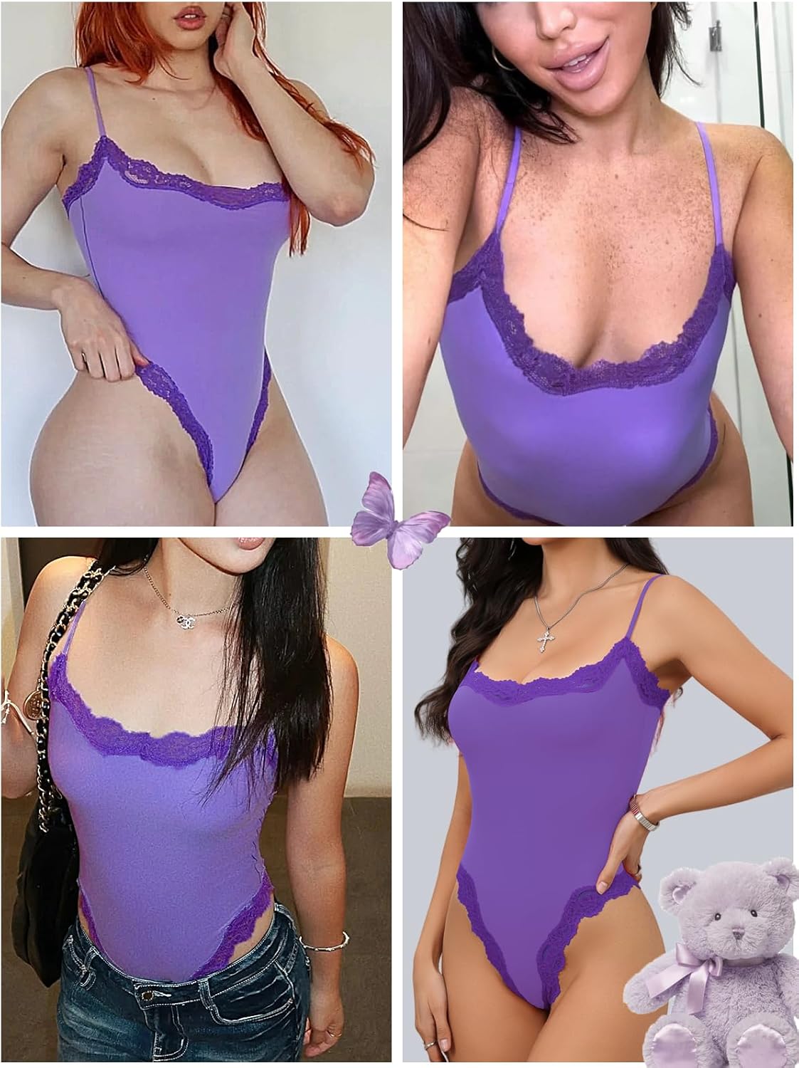 Starrylion lace square-neck bodysuit