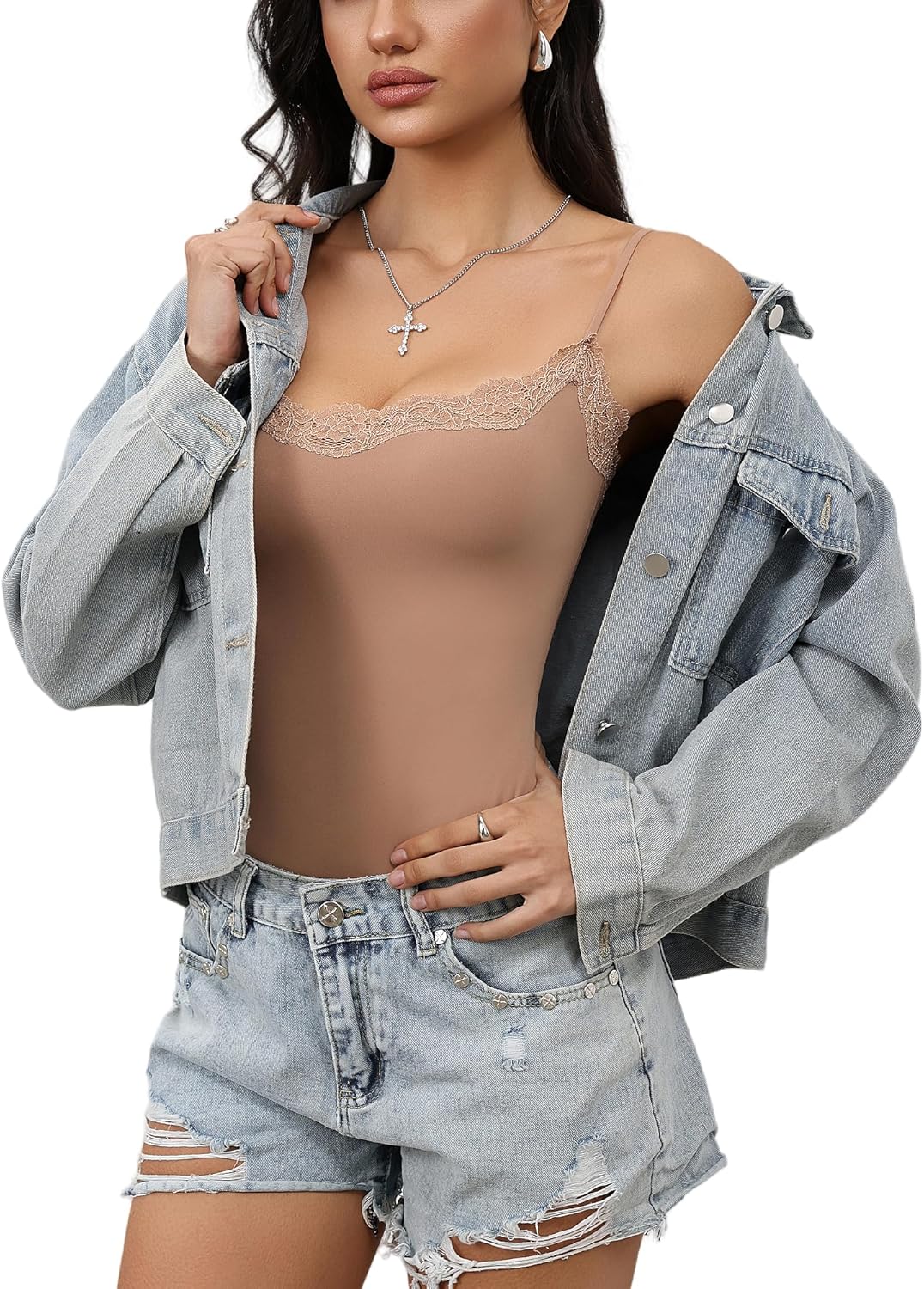 Starrylion lace square-neck bodysuit