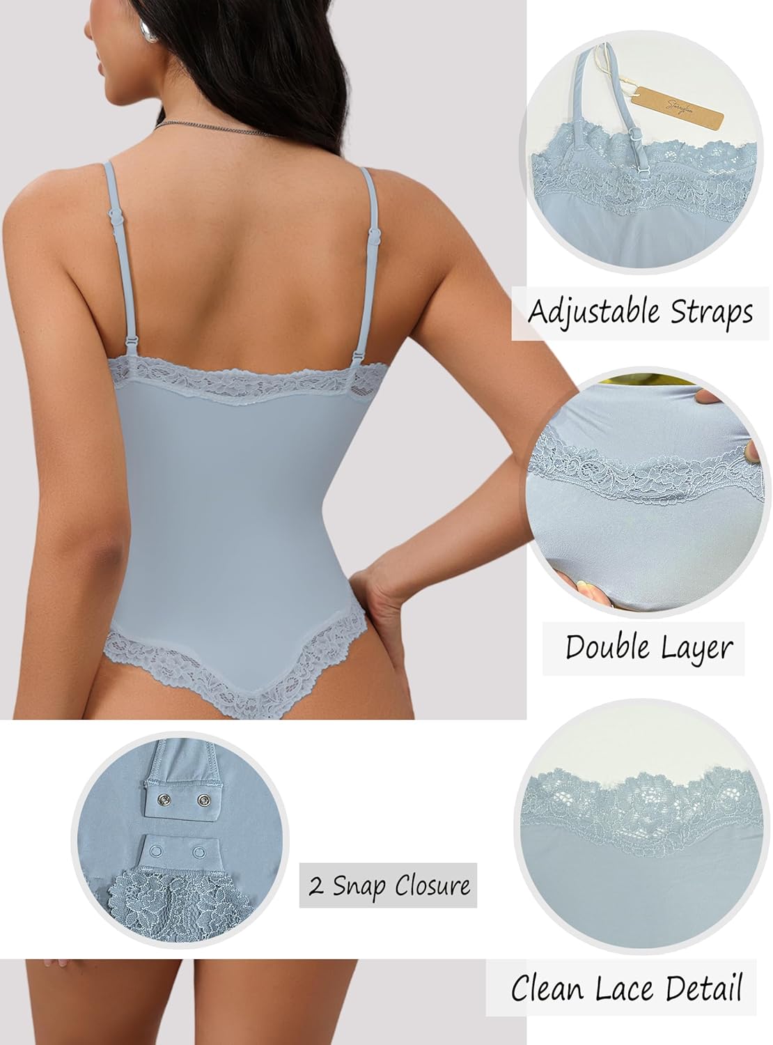 Starrylion lace square-neck bodysuit