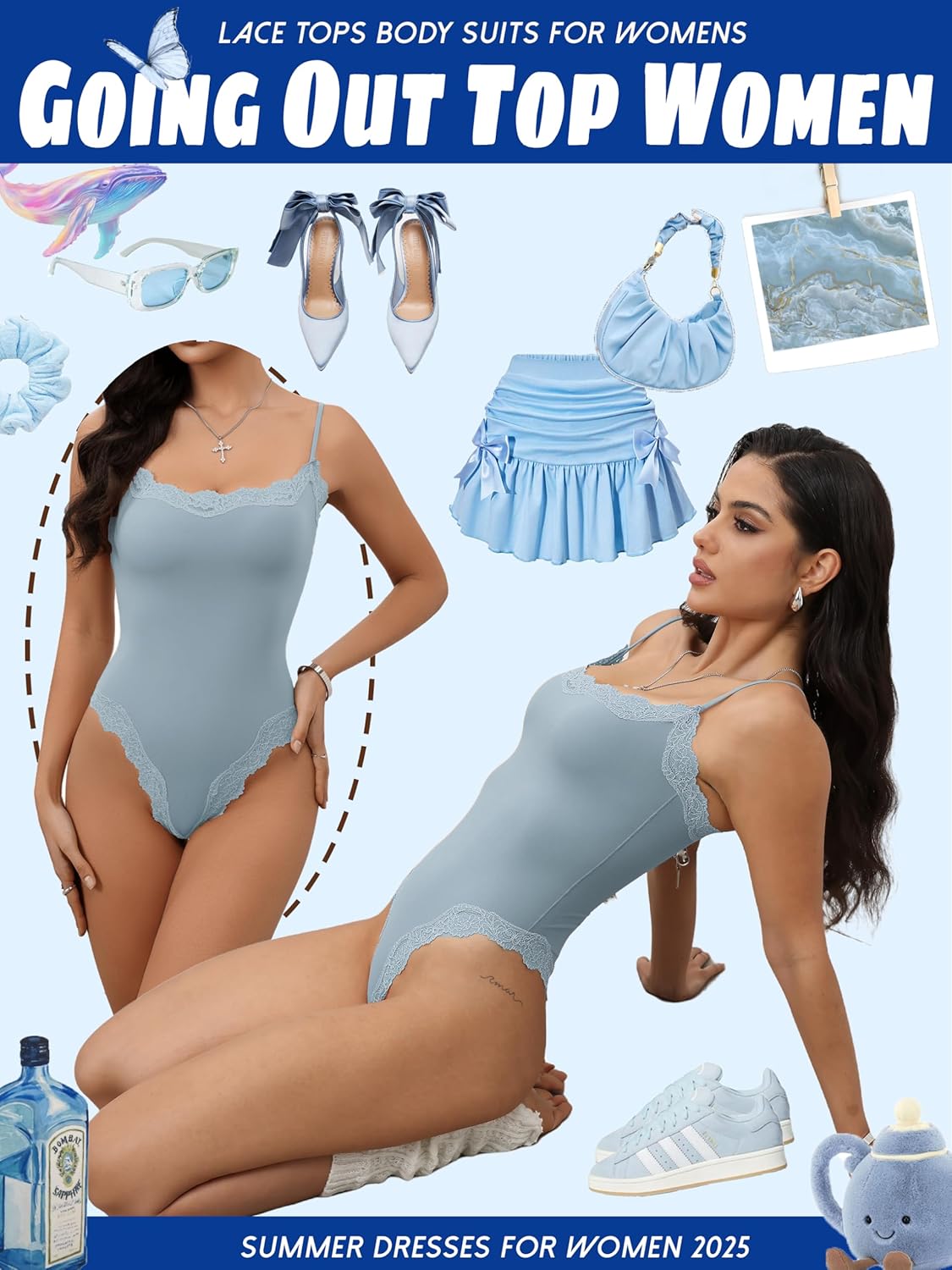 Starrylion lace square-neck bodysuit