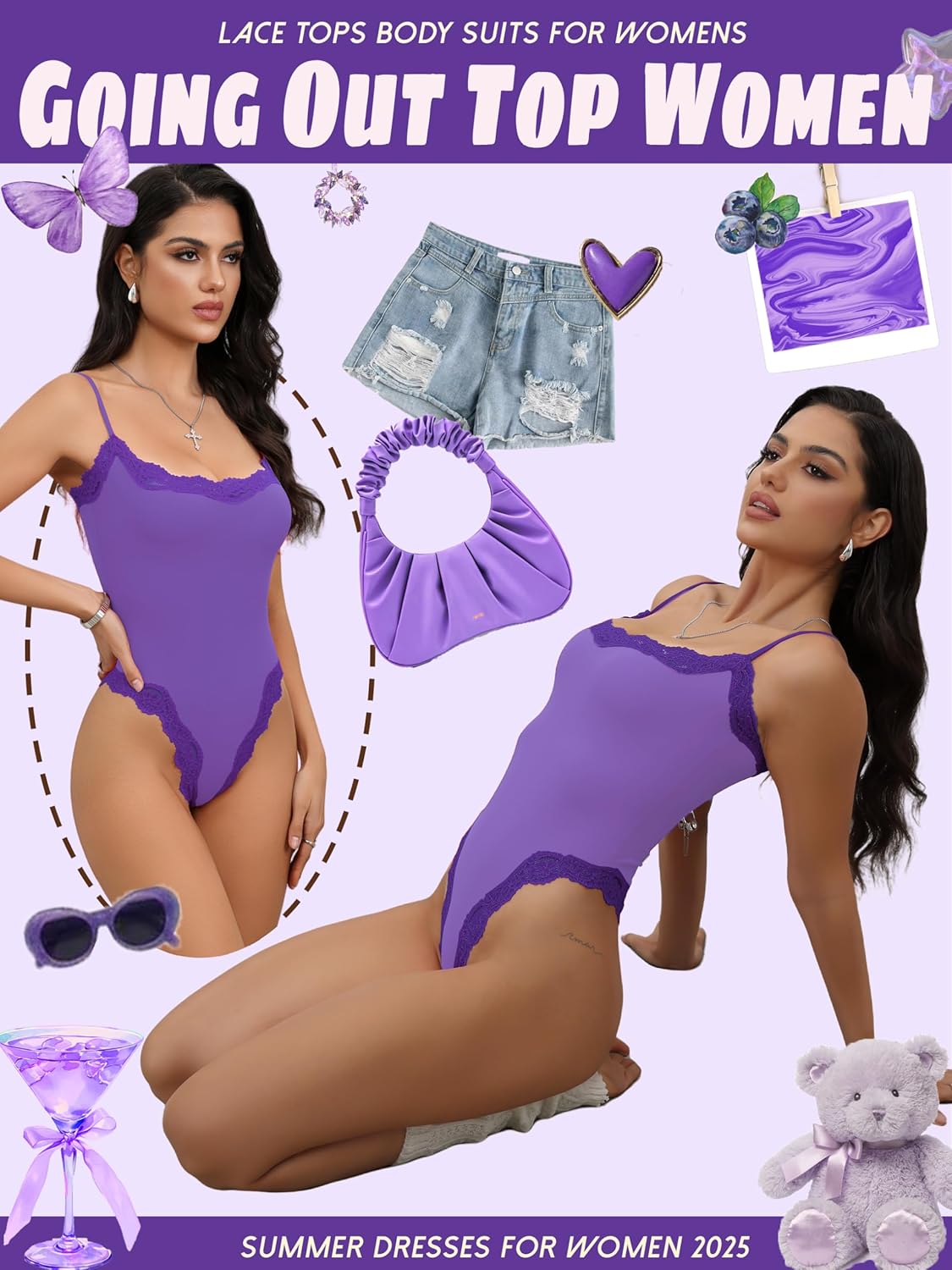 Starrylion lace square-neck bodysuit