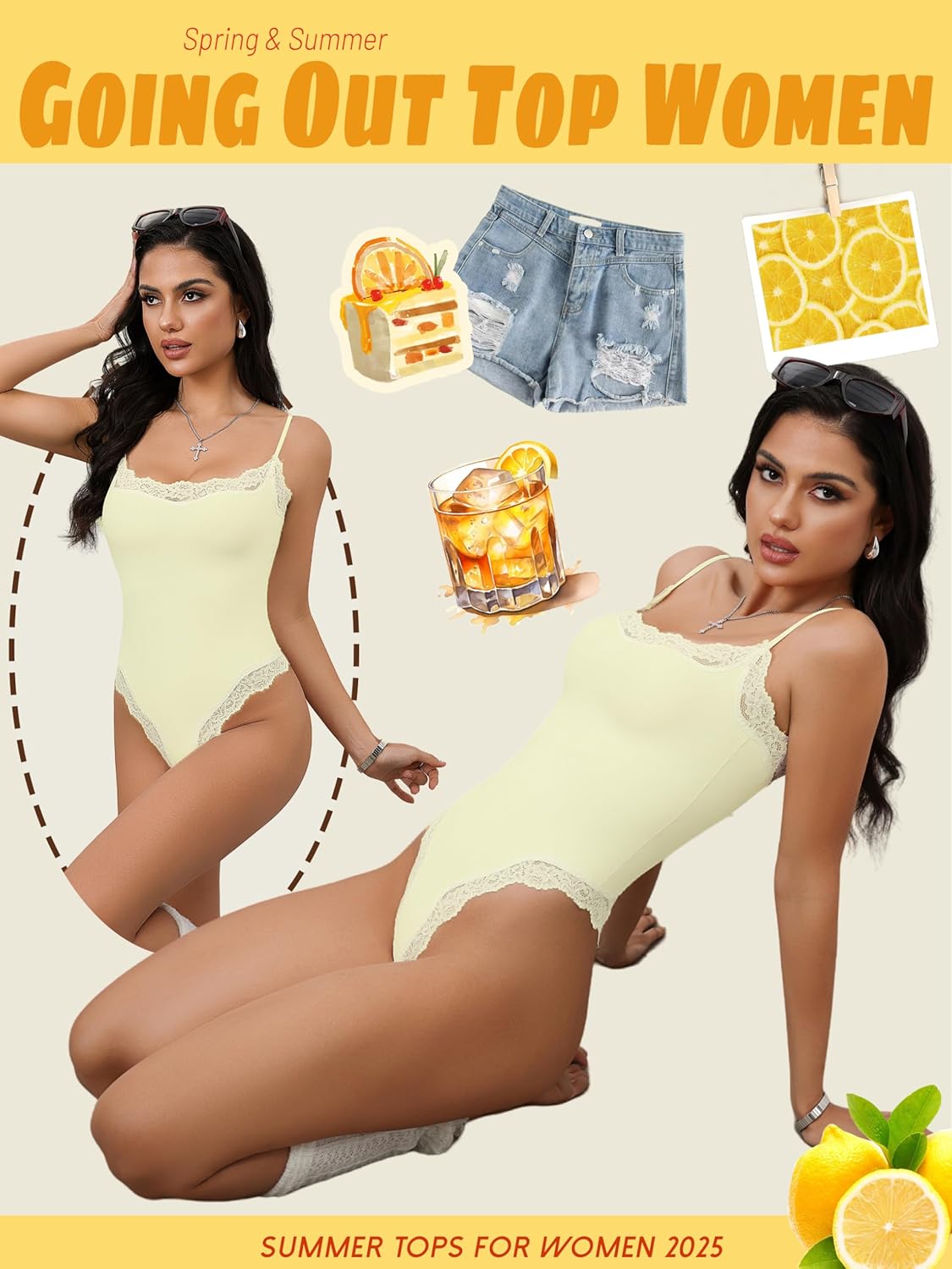 Starrylion lace square-neck bodysuit