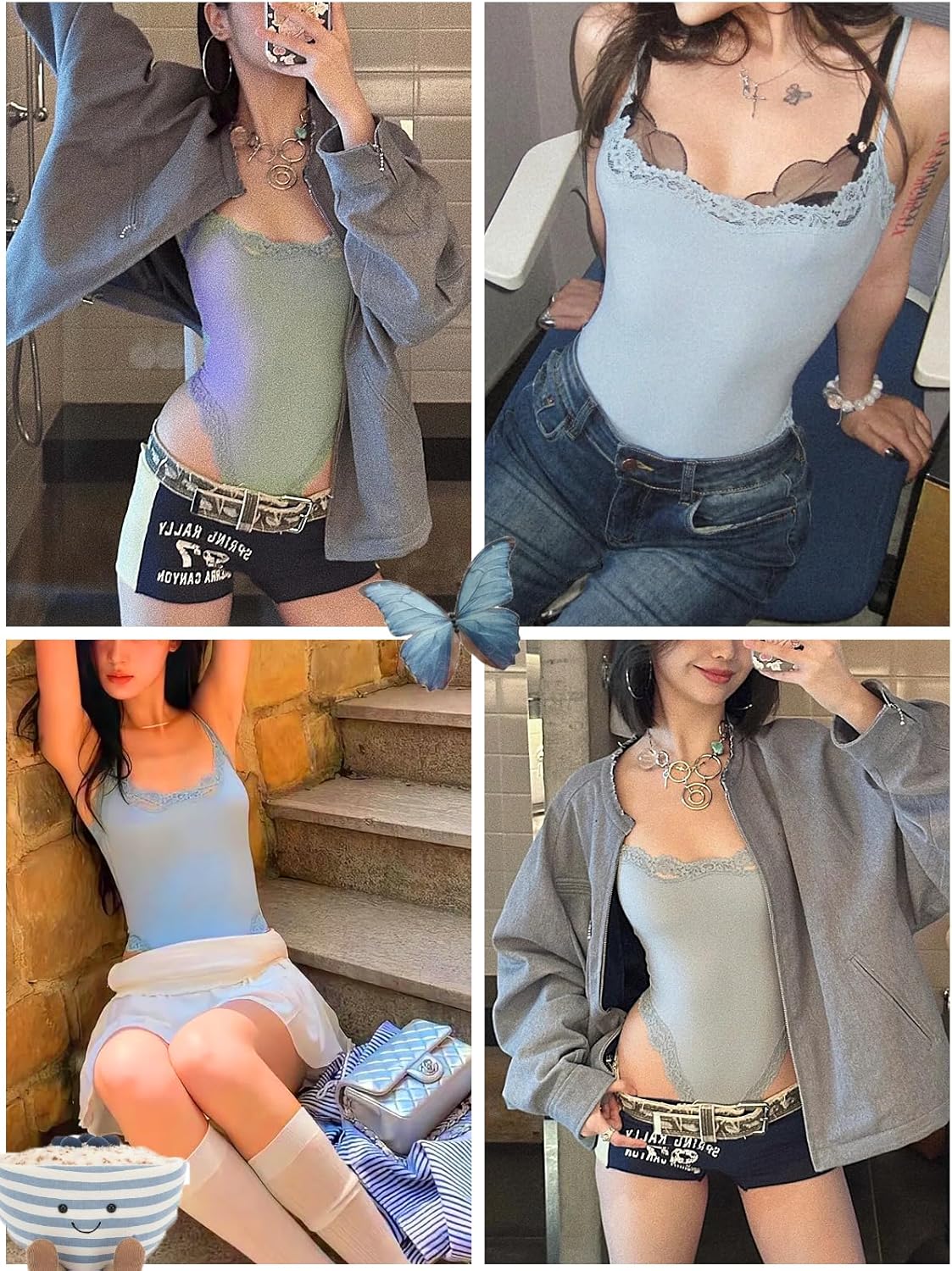 Starrylion lace square-neck bodysuit