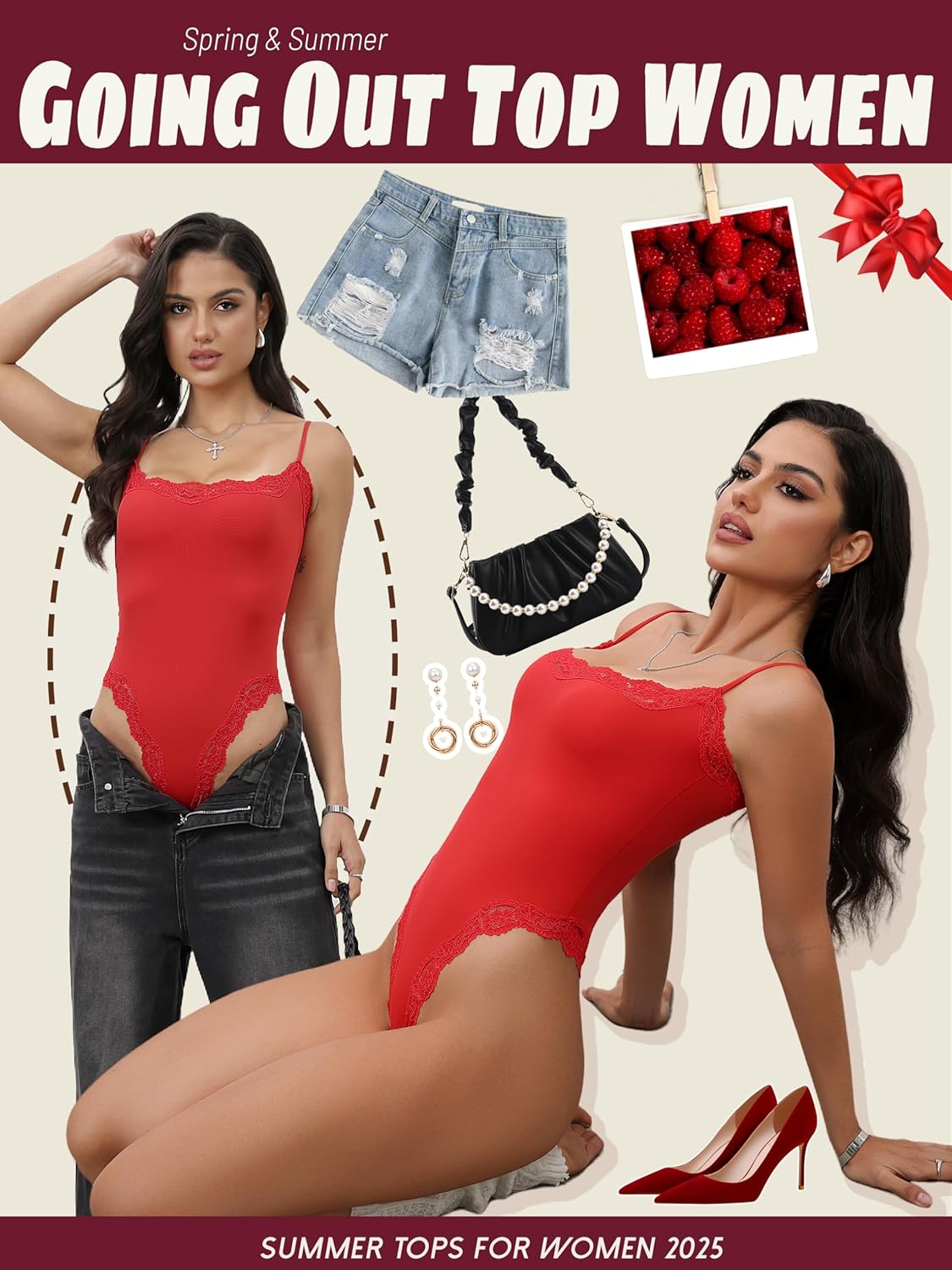 Starrylion lace square-neck bodysuit