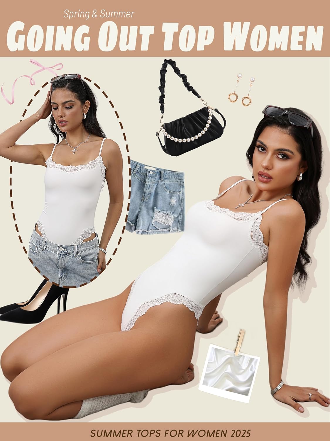 Starrylion lace square-neck bodysuit