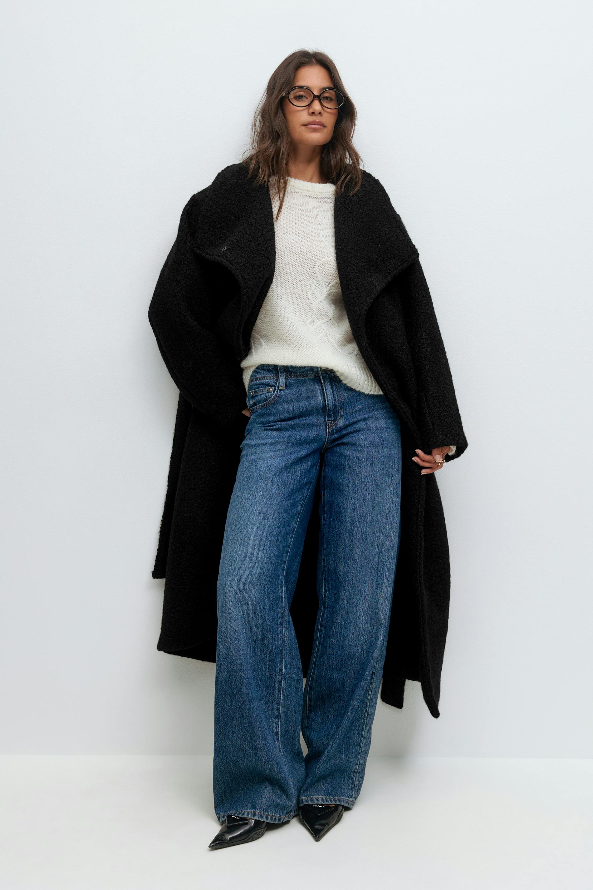 Soft boucle long coat