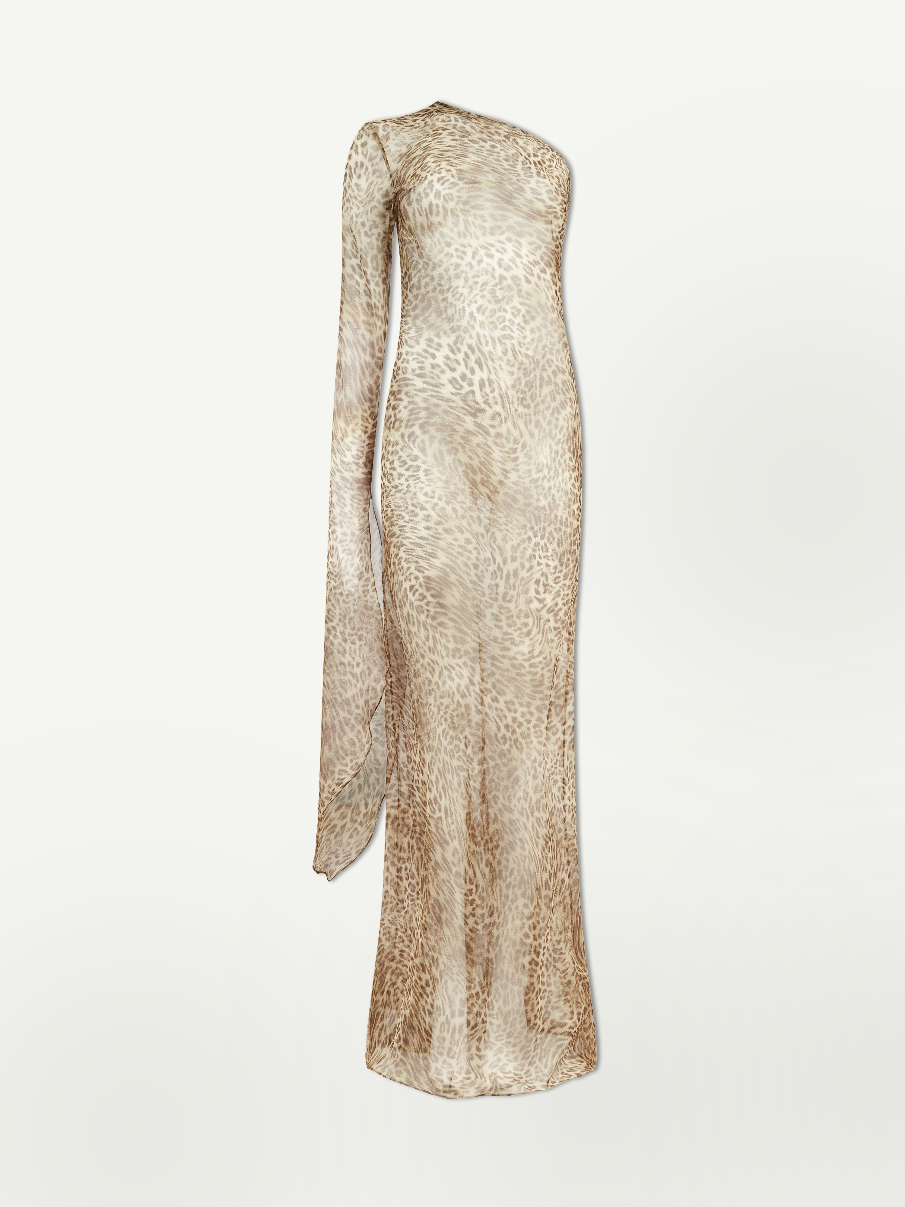 One Shoulder Leopard Print - maxi dress