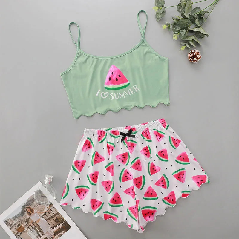 Sleeveless crop sleepwear set