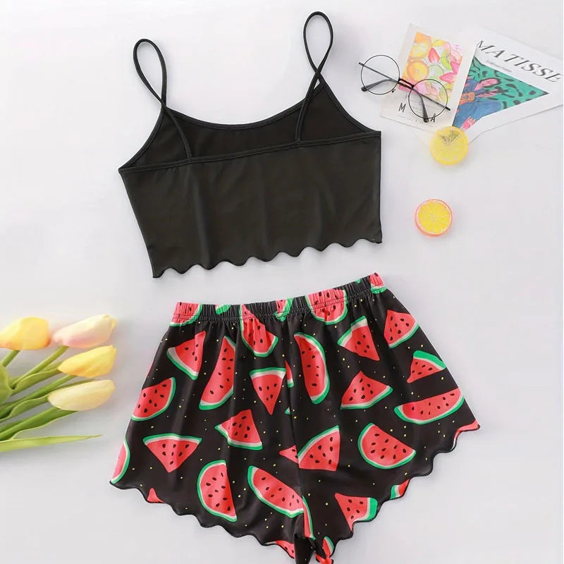 Sleeveless crop sleepwear set