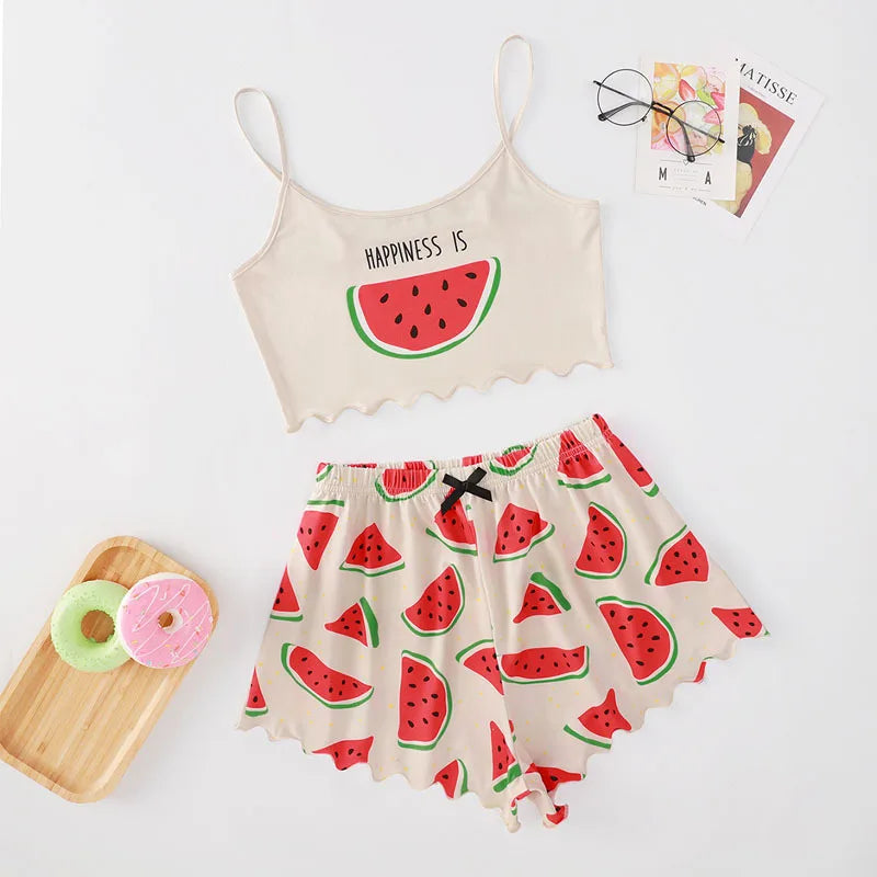Sleeveless crop sleepwear set