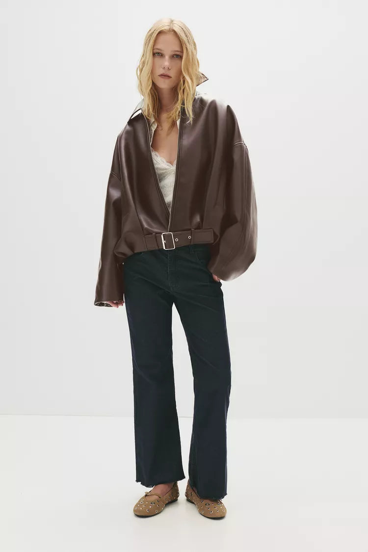 belted leather jacket