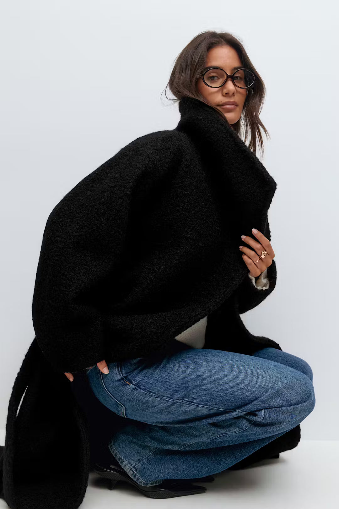 Soft boucle long coat