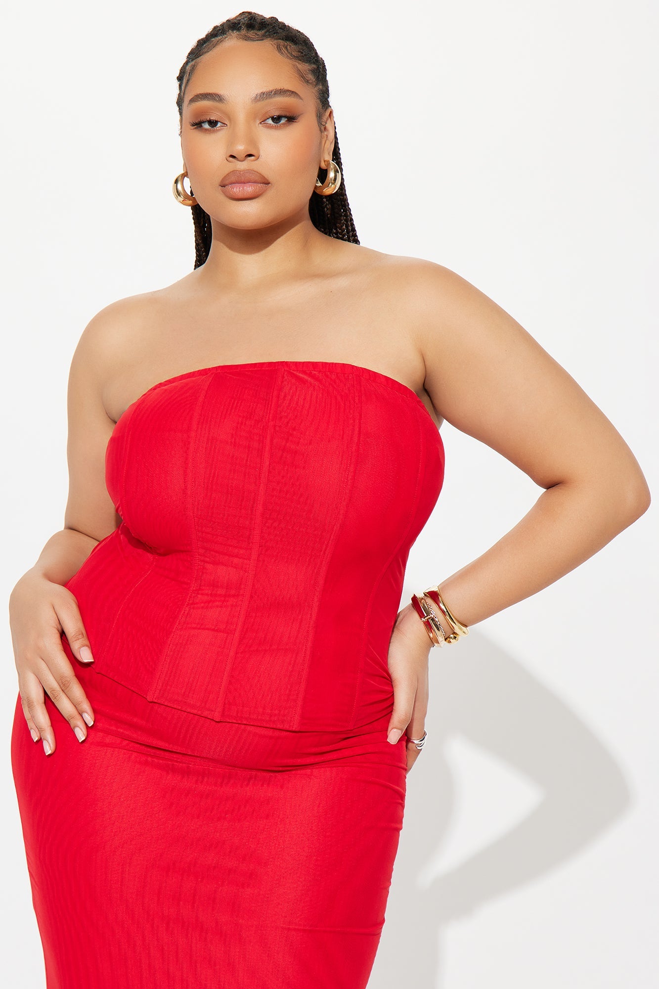 Secret Affair Mesh Corset Maxi Skirt Set - Red