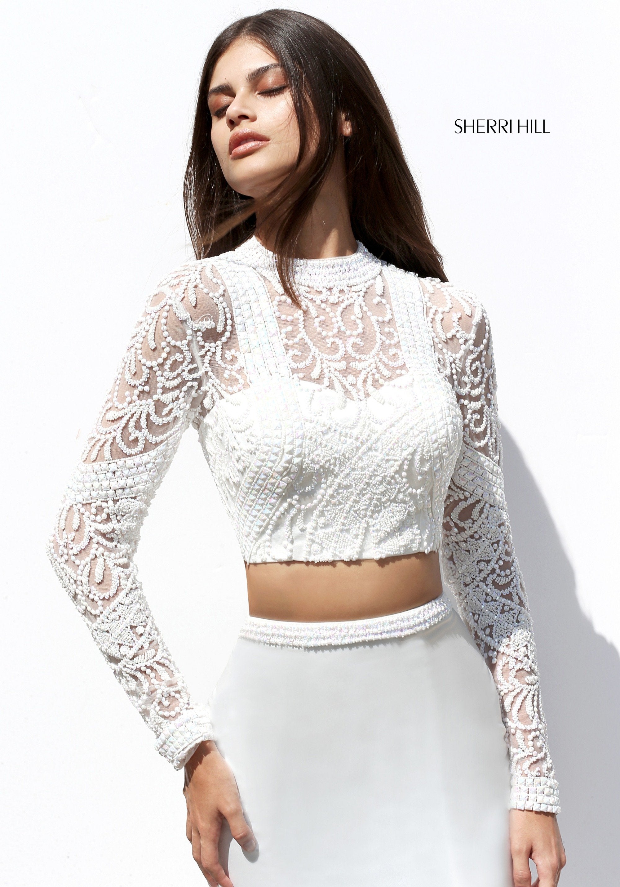long sleeve blue lace cut-out dress