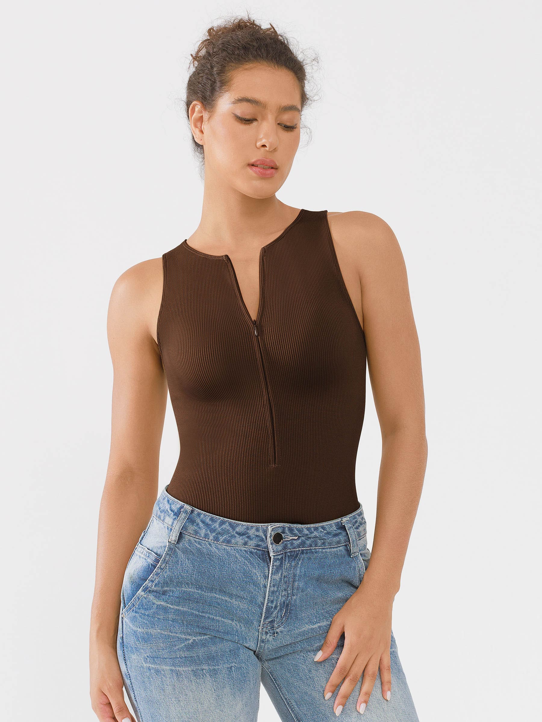 Crew neck seamless bodysuit