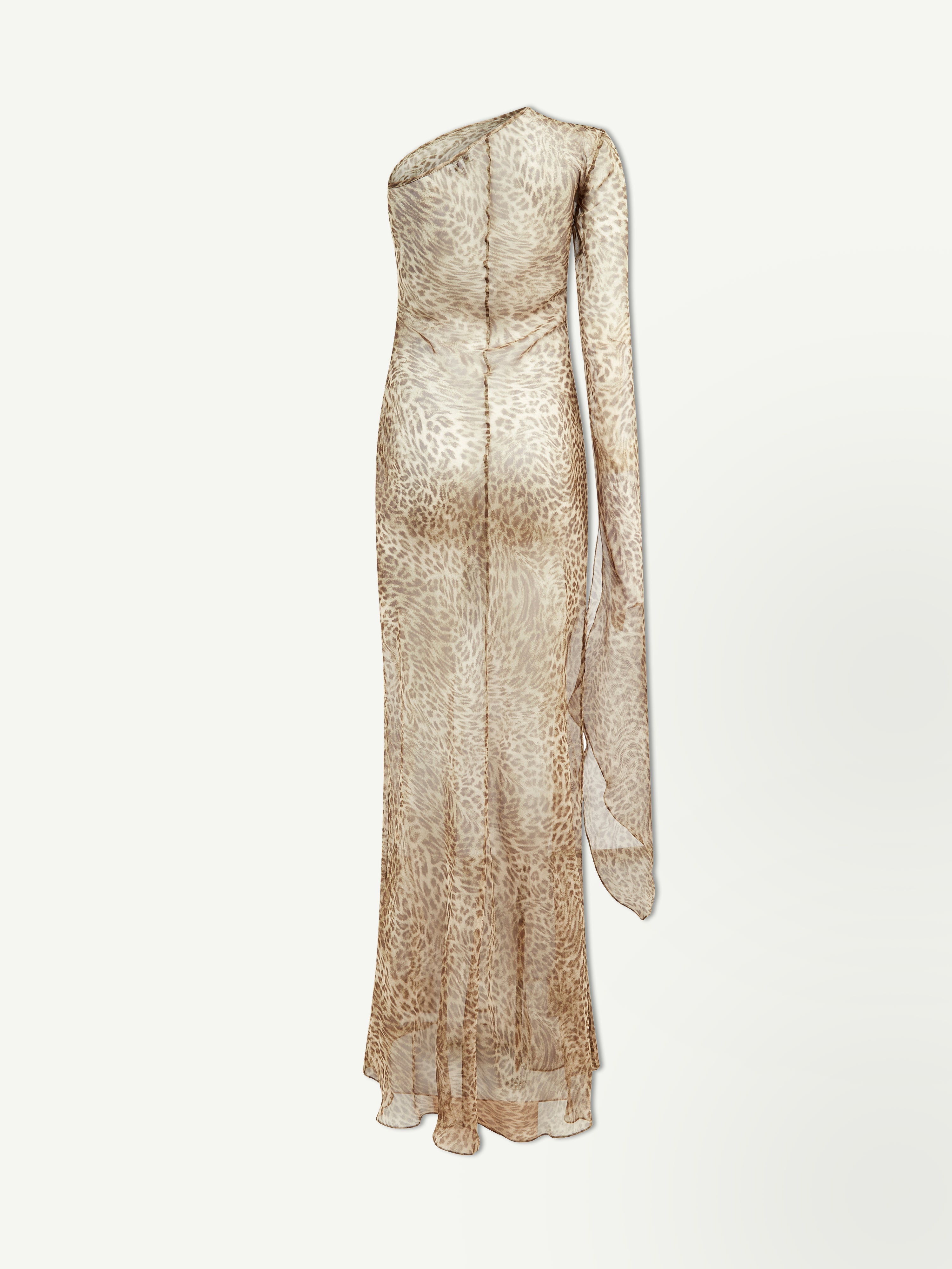One Shoulder Leopard Print - maxi dress