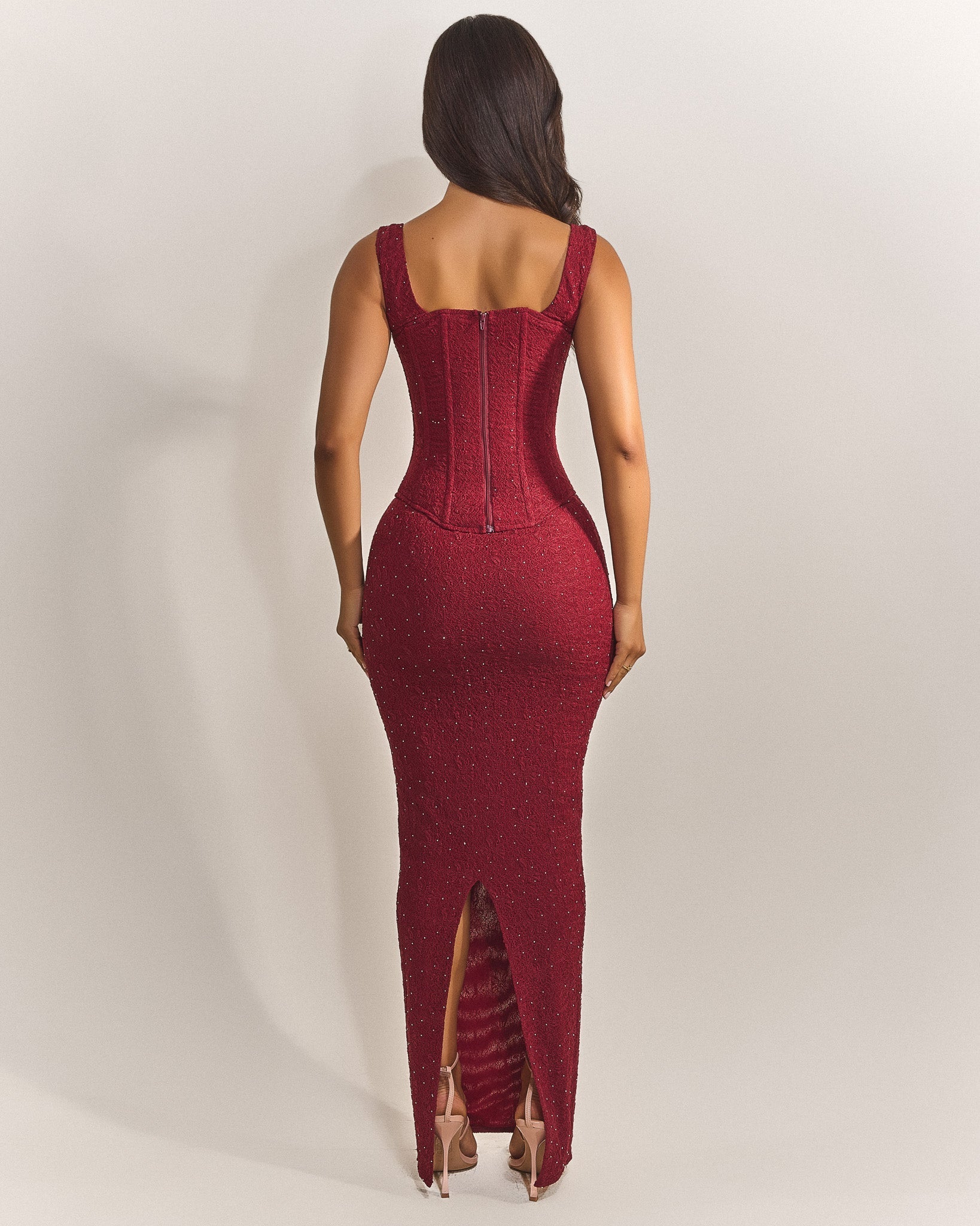 The Cinched Lace Maxi Set in Diamonte