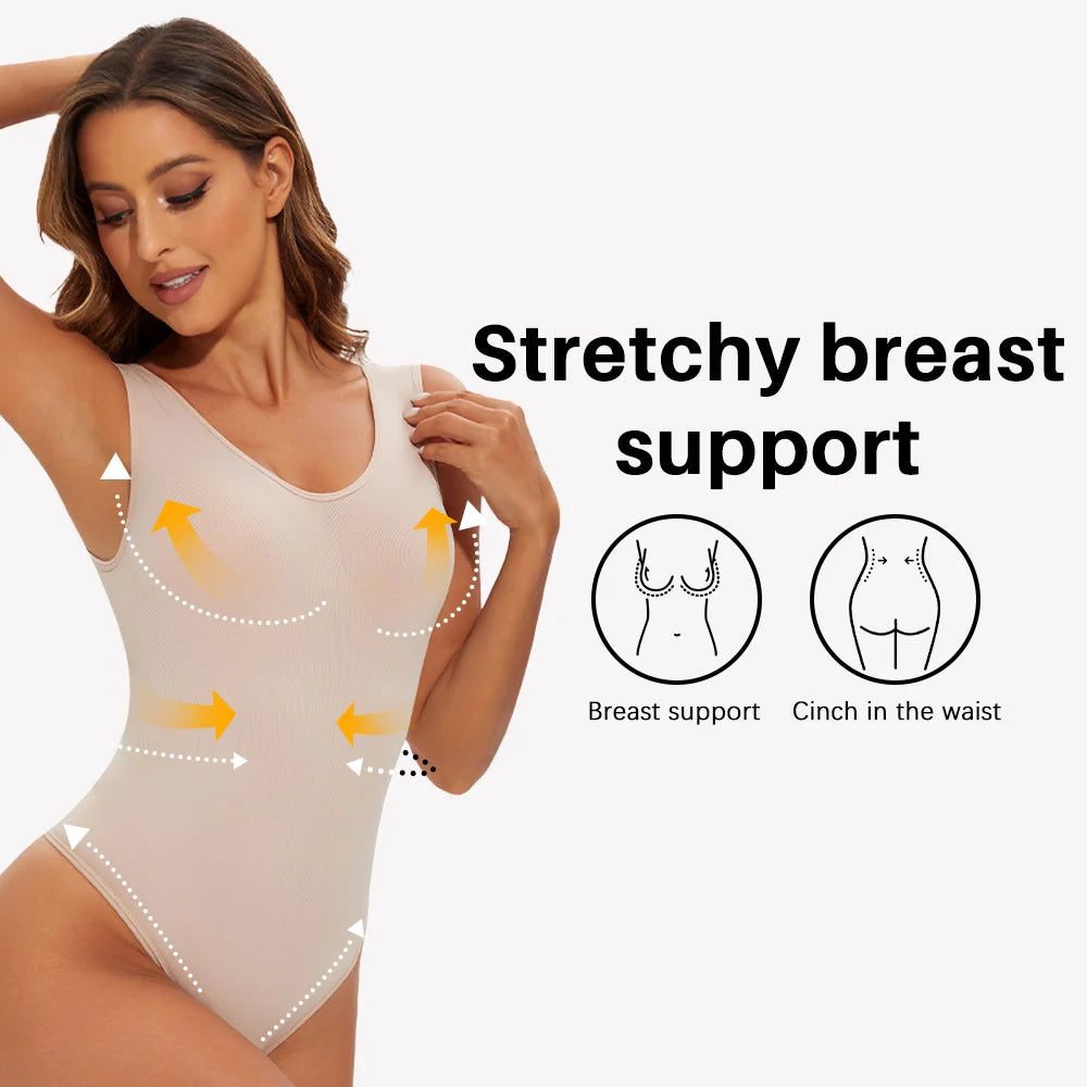 Seamless sculpting thong bodysuit