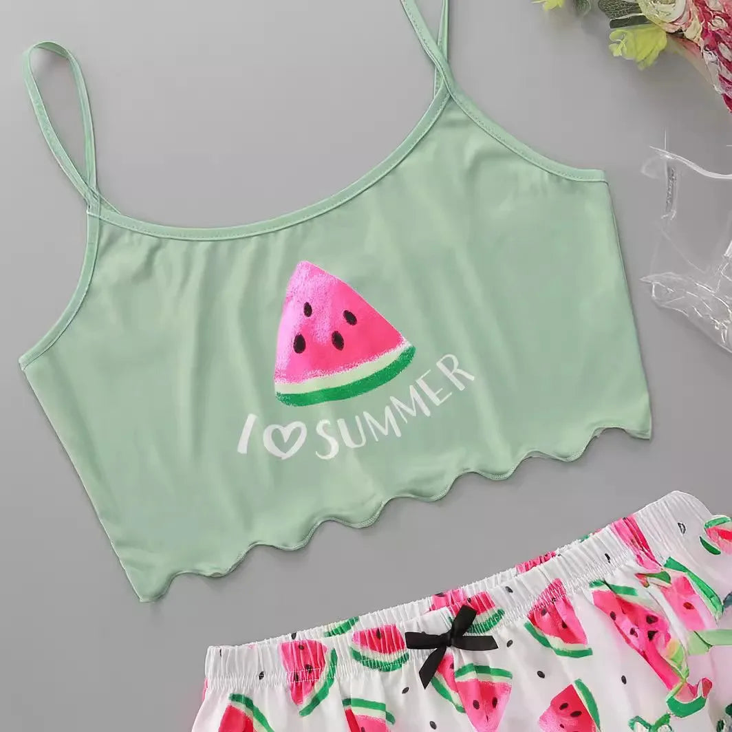 Sleeveless crop sleepwear set