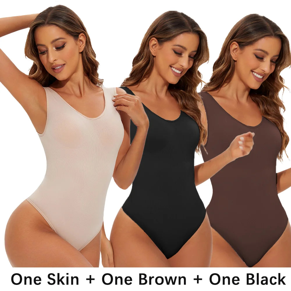 Seamless sculpting thong bodysuit