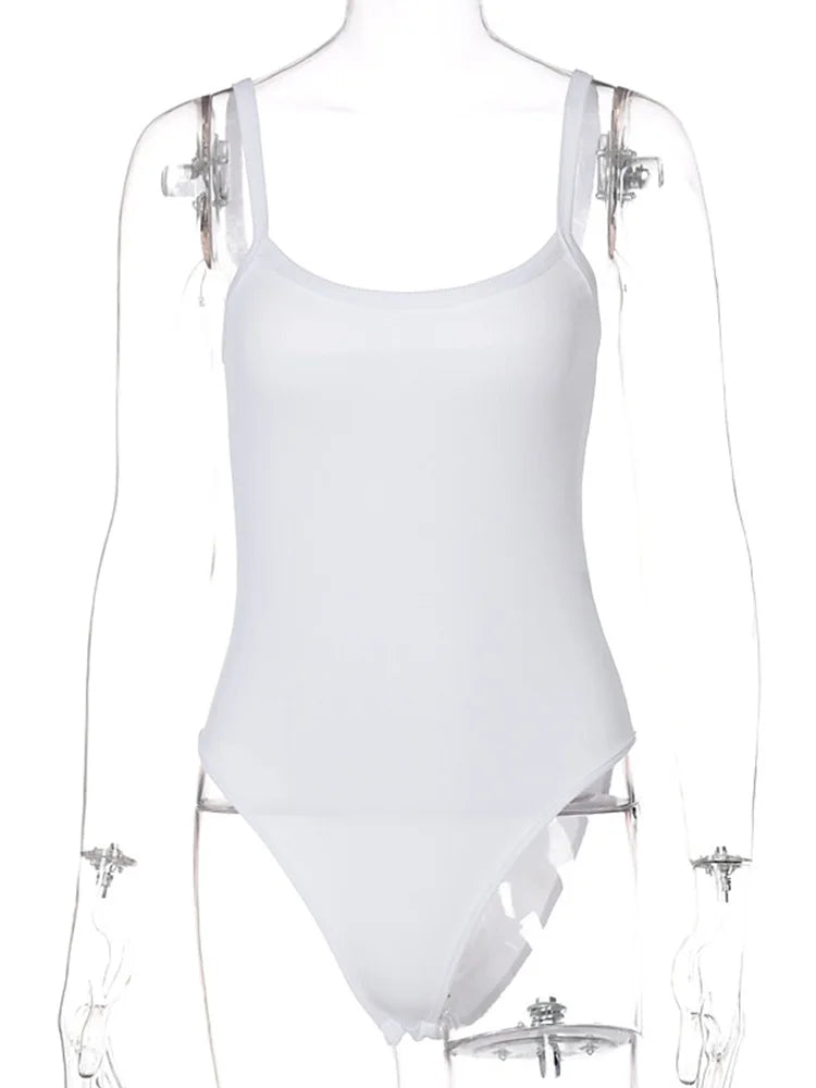 White sleeveless bodycon bodysuit