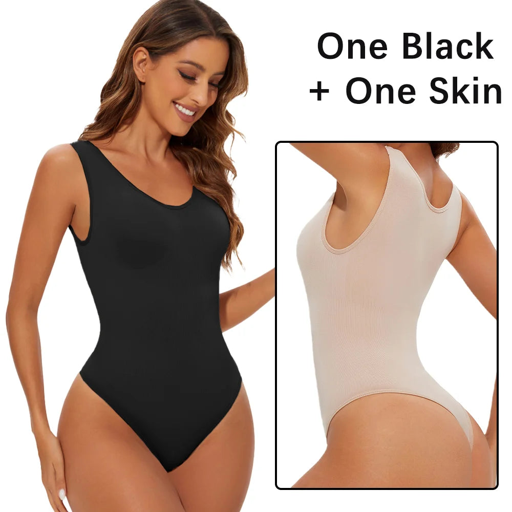Seamless sculpting thong bodysuit