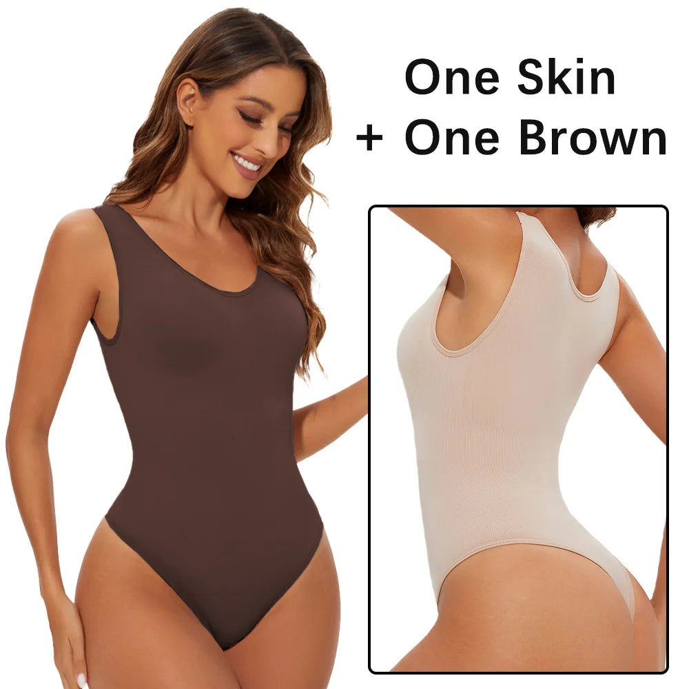 Seamless sculpting thong bodysuit