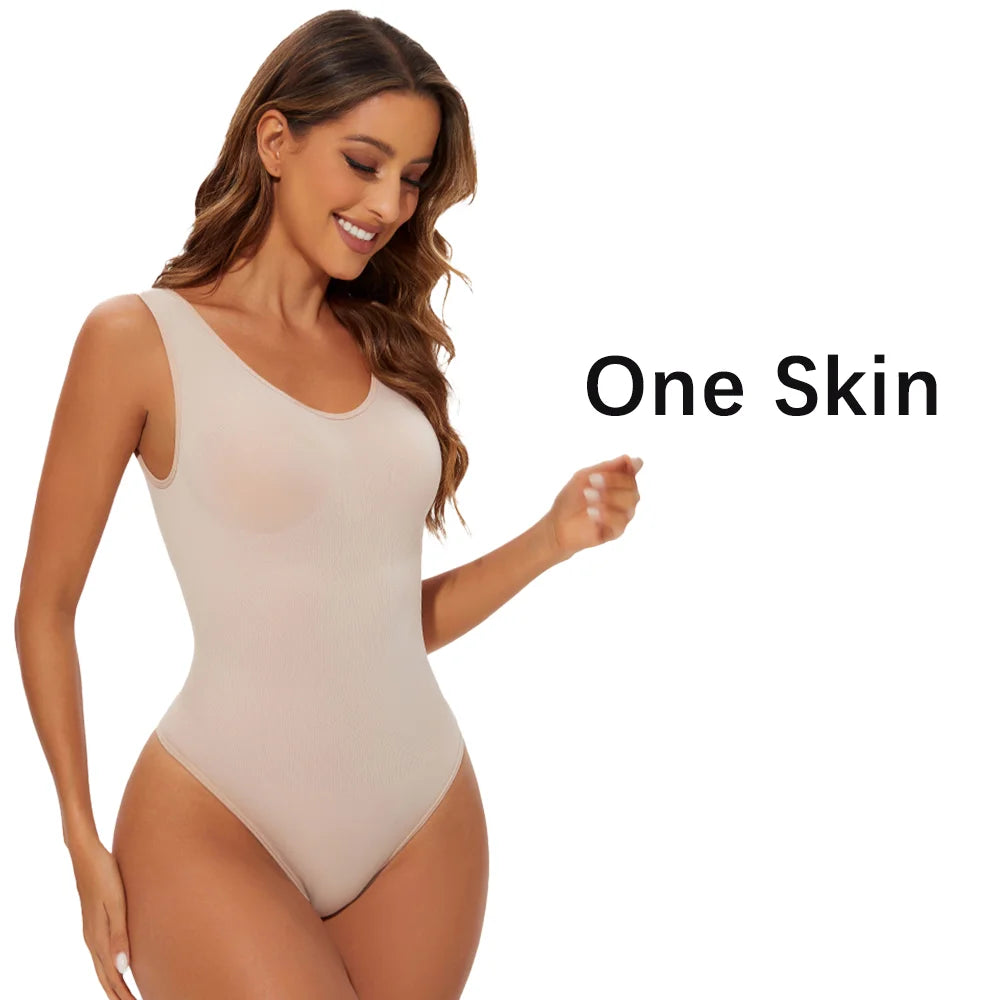 Seamless sculpting thong bodysuit