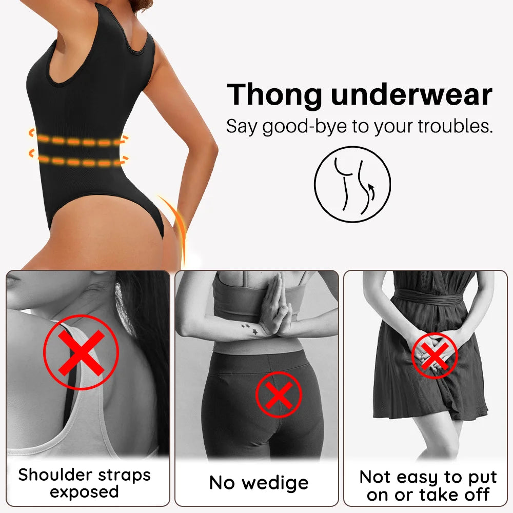 Seamless sculpting thong bodysuit