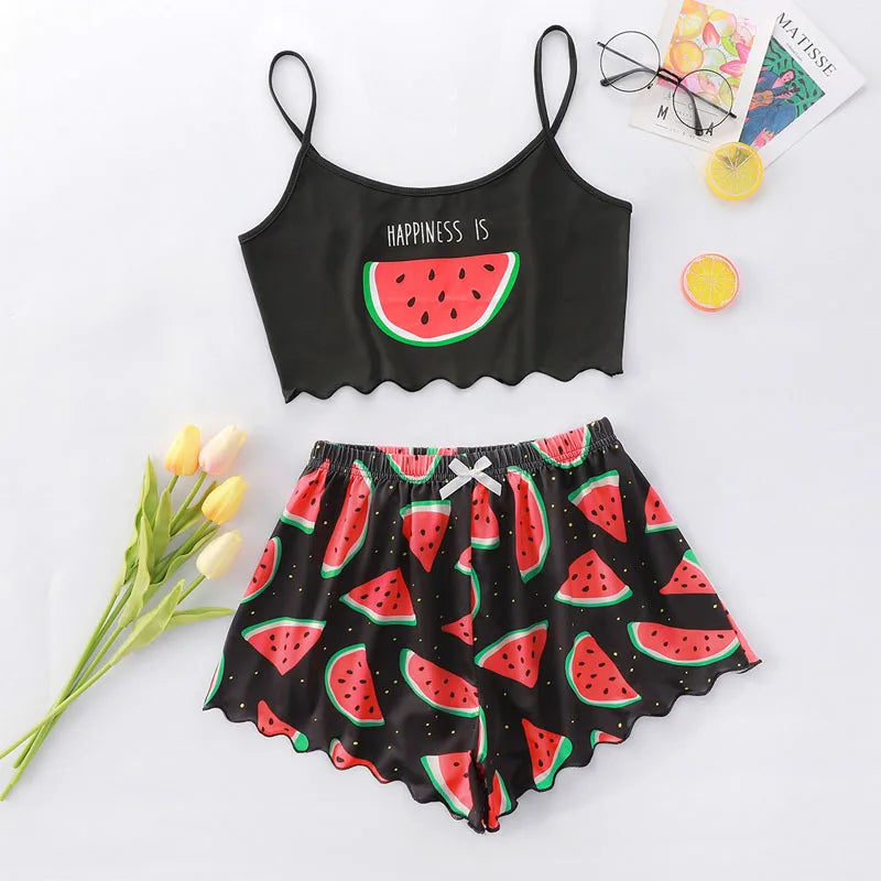 Sleeveless crop sleepwear set