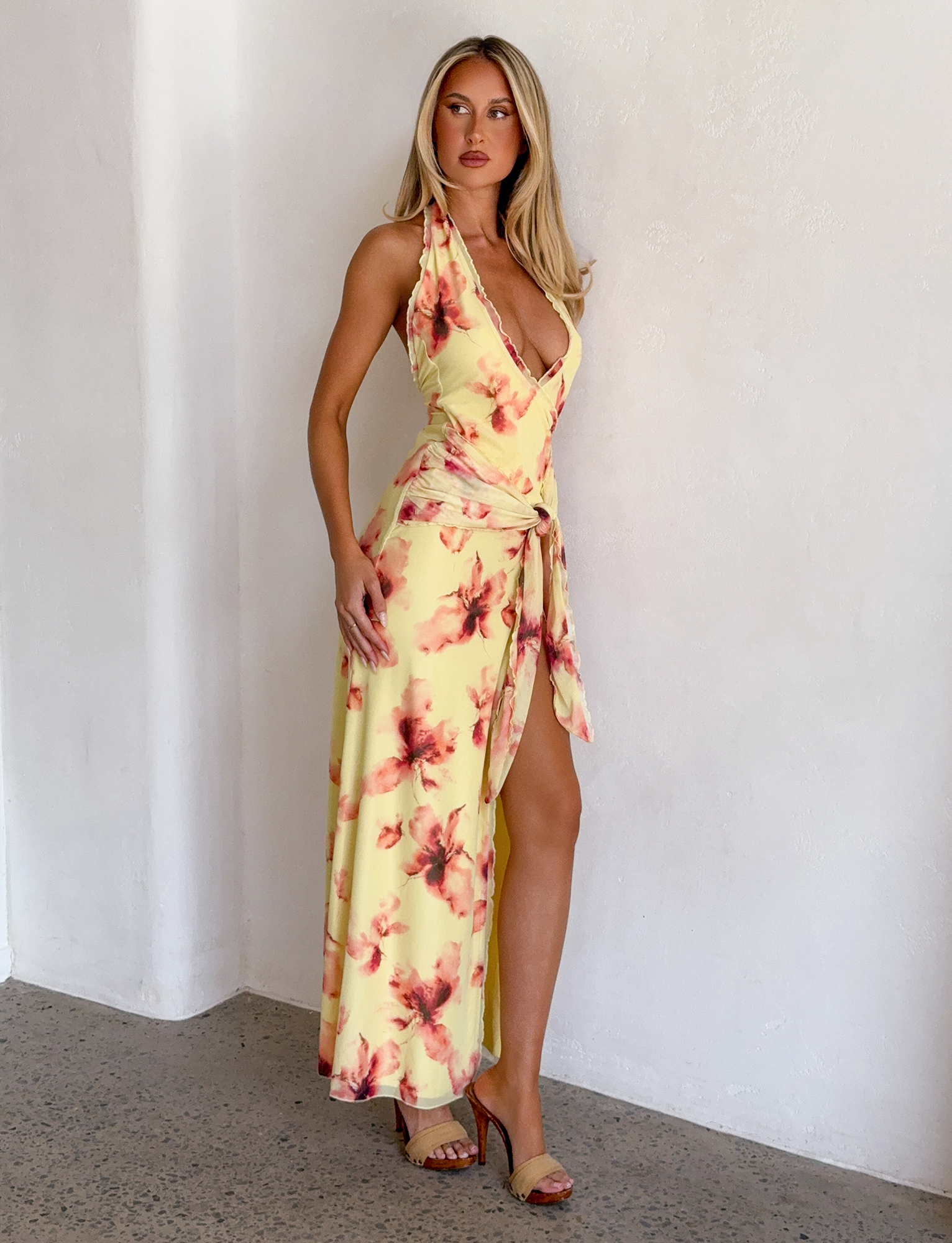 ALLEGRA MAXI DRESS - YELLOW WATERCOLOUR FLORAL