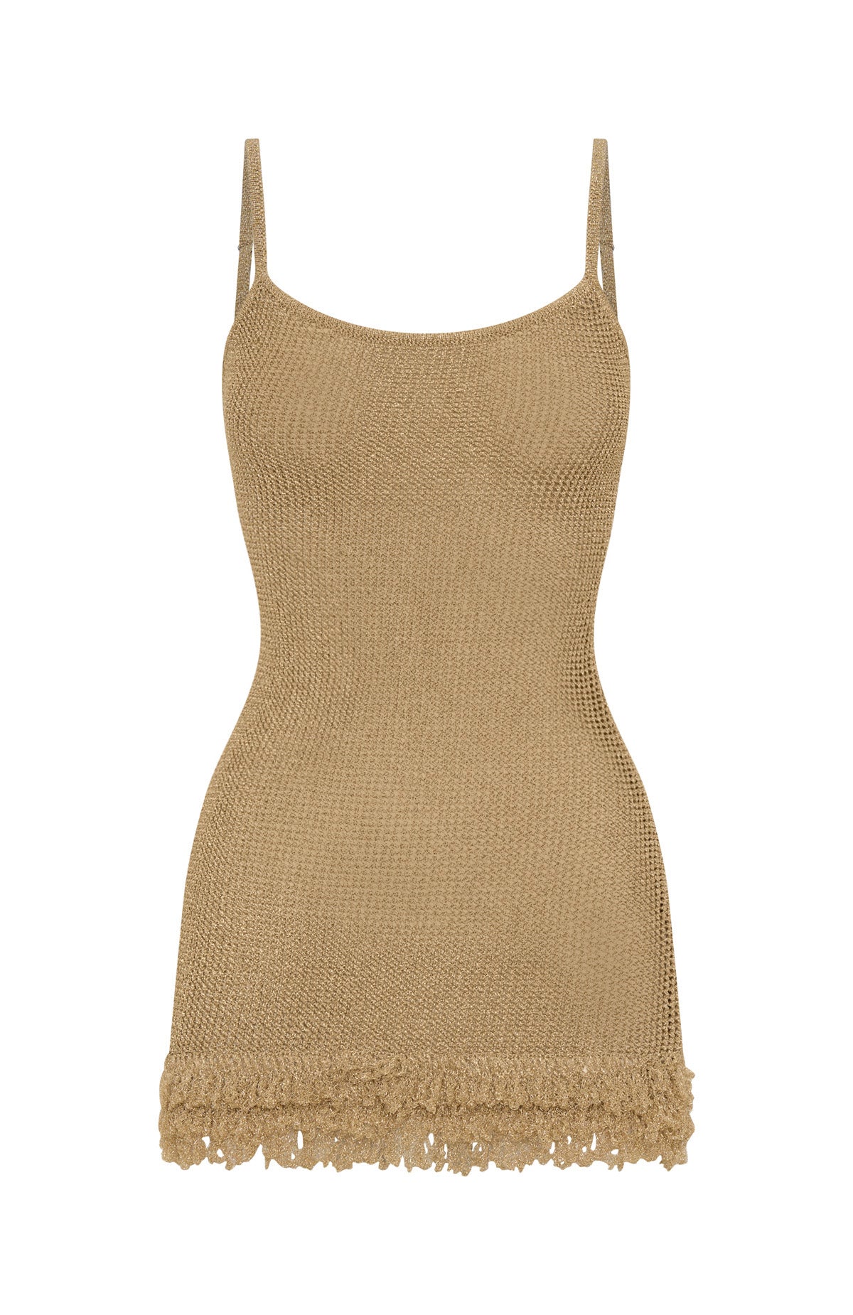 Gold knit mini dress