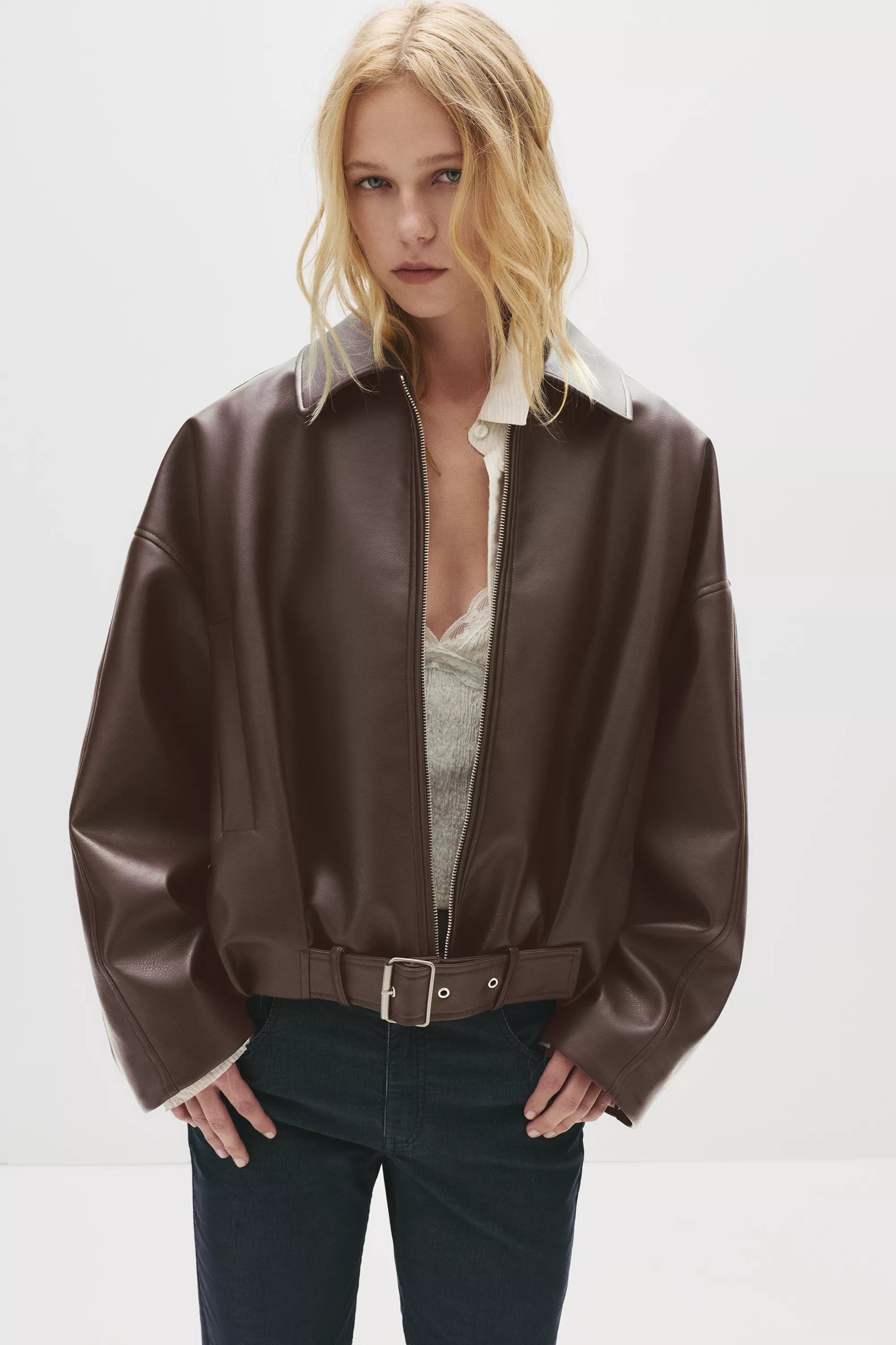 belted leather jacket